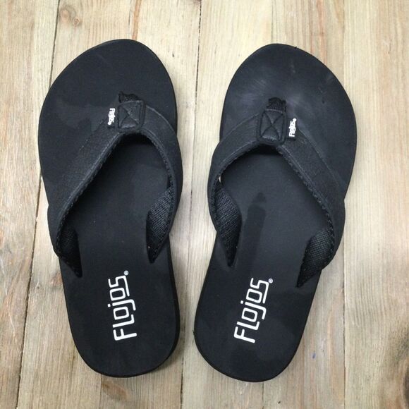 FLOJOS® Flip Flops Small Kids Size 1.0 Black Sandals Summer Pool Beach - Picture 5 of 5
